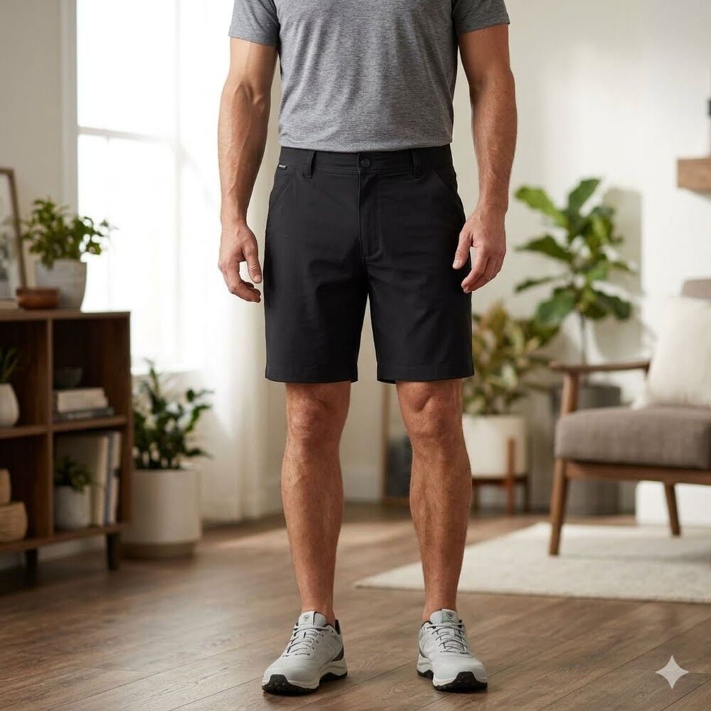 Ariat AriatTEK Shorts Mens 38 Black 8" Performance Quick Dry Moisture Wicking
